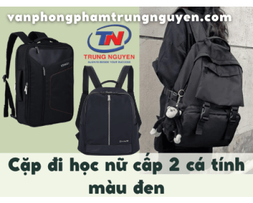 Cặp đi học nữ cấp 2 cá tính màu đen giá tốt Cặp đi học nữ cấp 2 cá tính màu đen giá tốt