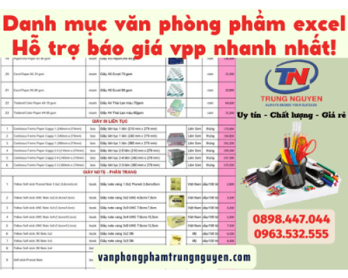Danh mục văn phòng phẩm excel hỗ trợ báo giá vpp nhanh nhất! Danh mục văn phòng phẩm excel hỗ trợ báo giá vpp nhanh nhất!